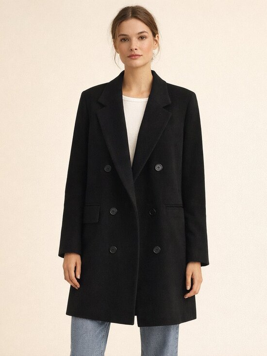 London Fog Jackets & Blazers - London Fog Black Double-Breasted Pea Coat Size 10 Wool